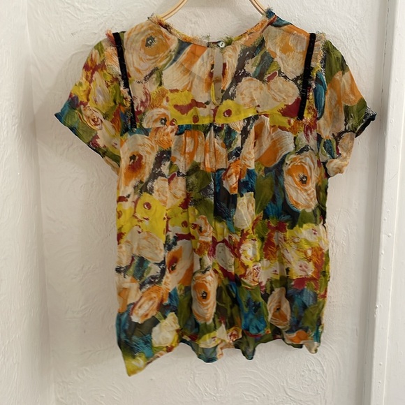 ONE FINE DAY Women's Sheer Floral Roses Pullover Blouse Size S - Picture 6 of 7